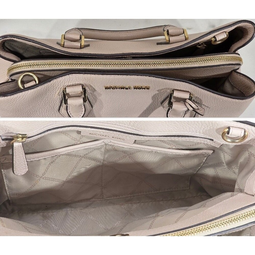 Michael Kors Camille Leather Satchel Crossbody Soft Pink Large Classic Purse - Picture 10 of 16